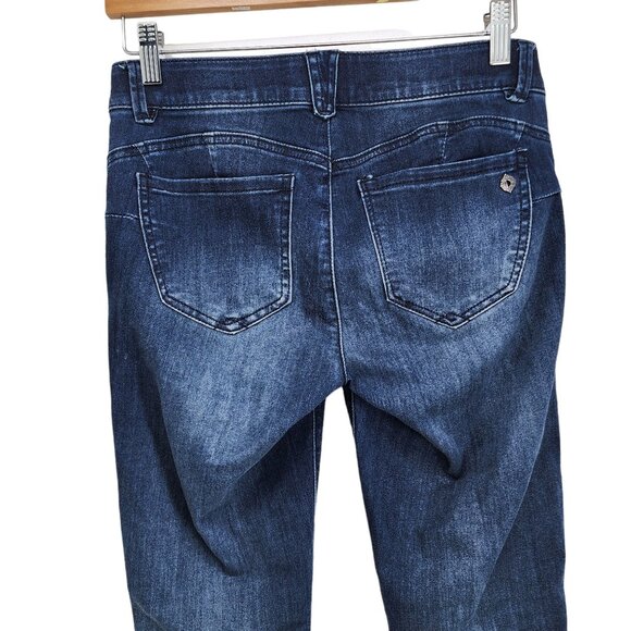 Democracy Jeans Womens Dark Wash Distressed Skinny Denim Blue‎ Ripped Size 6 - Picture 4 of 9